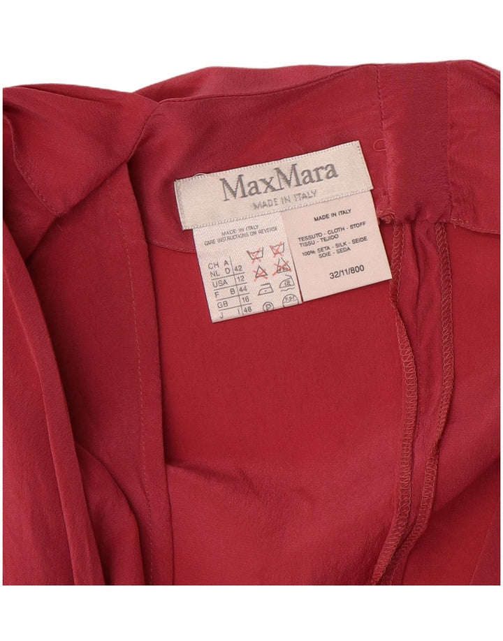 Max Mara Womens Long Sleeve Blouse Top UK 16 Large Red Silk