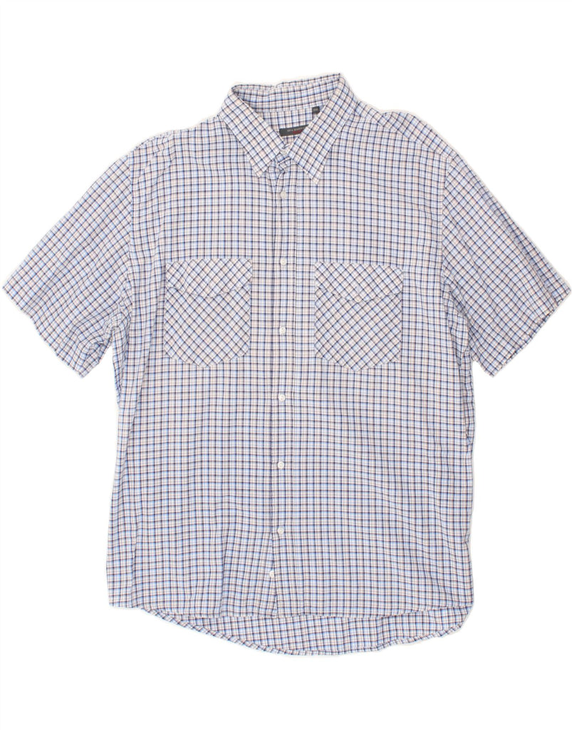 SEA BARRIER Mens Short Sleeve Shirt 2XL Blue Check Cotton Vintage Sea Barrier and Second-Hand Sea Barrier from Messina Hembry 