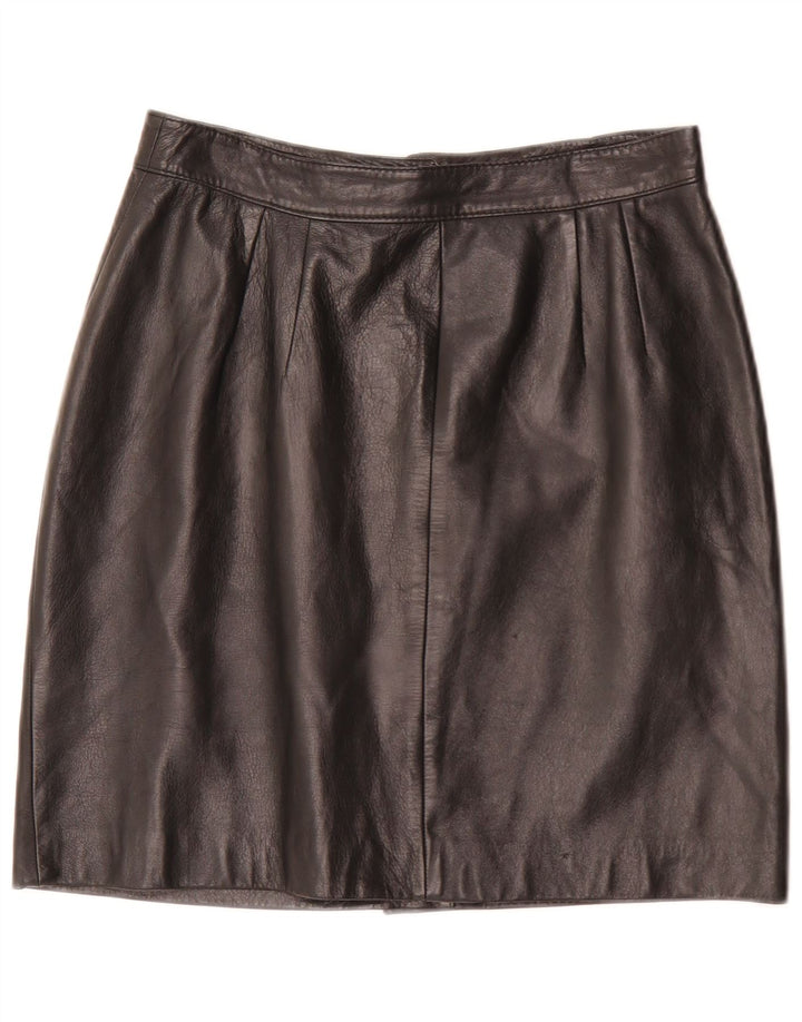 Vintage Womens Mini Leather Skirt W28 Medium Black