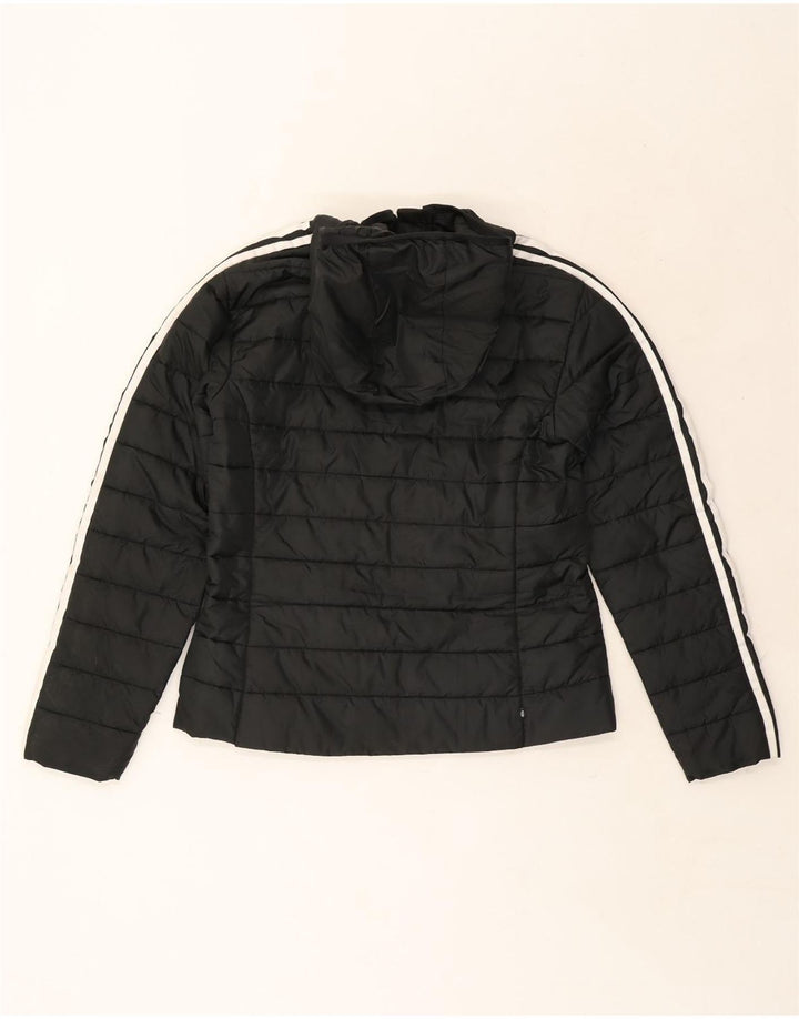 Adidas Womens Hooded Padded Jacket UK 12 Medium Black Polyester