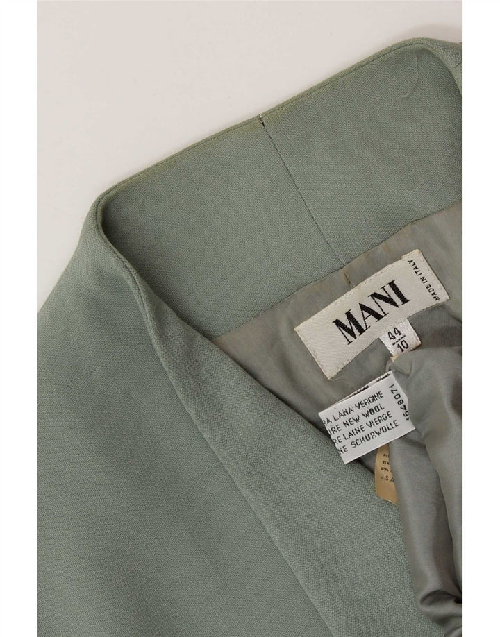 MANI Womens 2 Button Blazer Jacket IT 44 Medium Green Virgin Wool