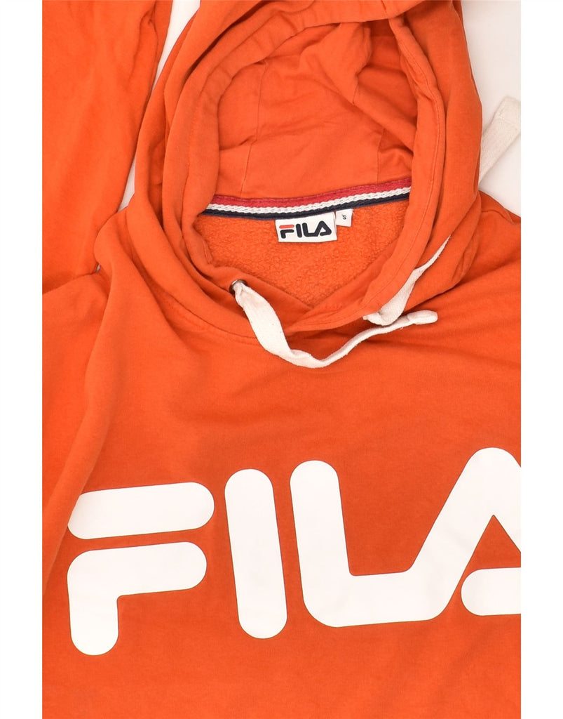 FILA Mens Graphic Hoodie Jumper Small Orange Cotton | Vintage Fila | Thrift | Second-Hand Fila | Used Clothing | Messina Hembry 