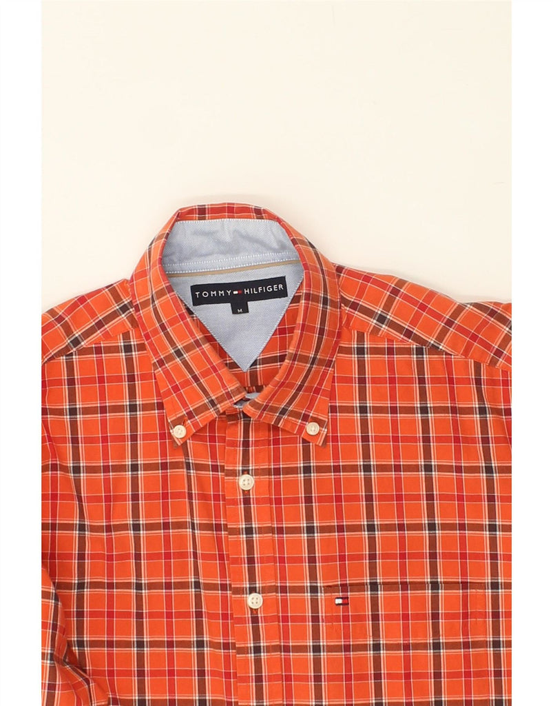 TOMMY HILFIGER Mens Shirt Medium Orange Check Cotton | Vintage Tommy Hilfiger | Thrift | Second-Hand Tommy Hilfiger | Used Clothing | Messina Hembry 