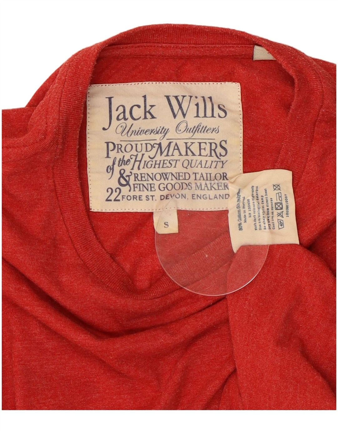 JACK WILLS Mens Graphic Top Long Sleeve Small Red Cotton