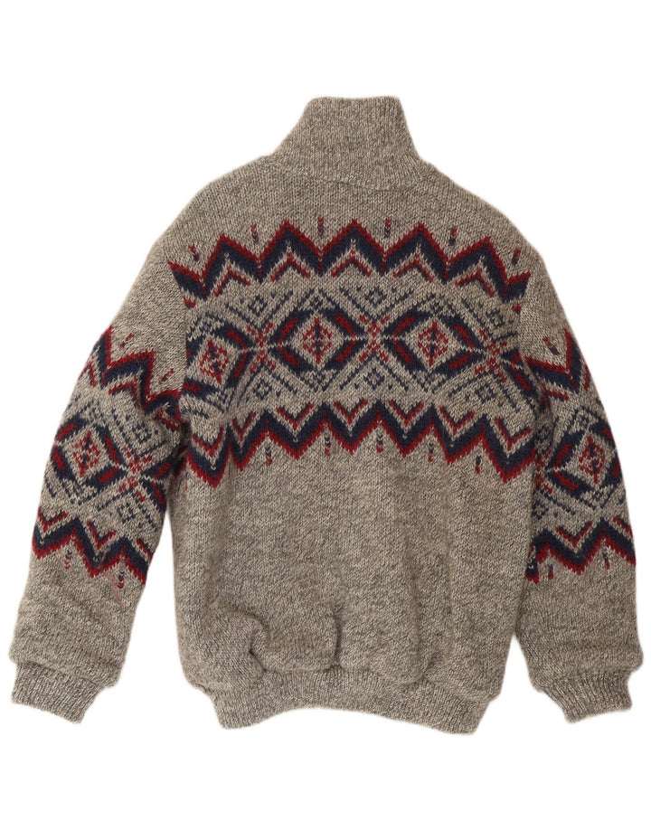 Silvy Mens Knit Reversible Jacket UK 40 Large Grey Geometric