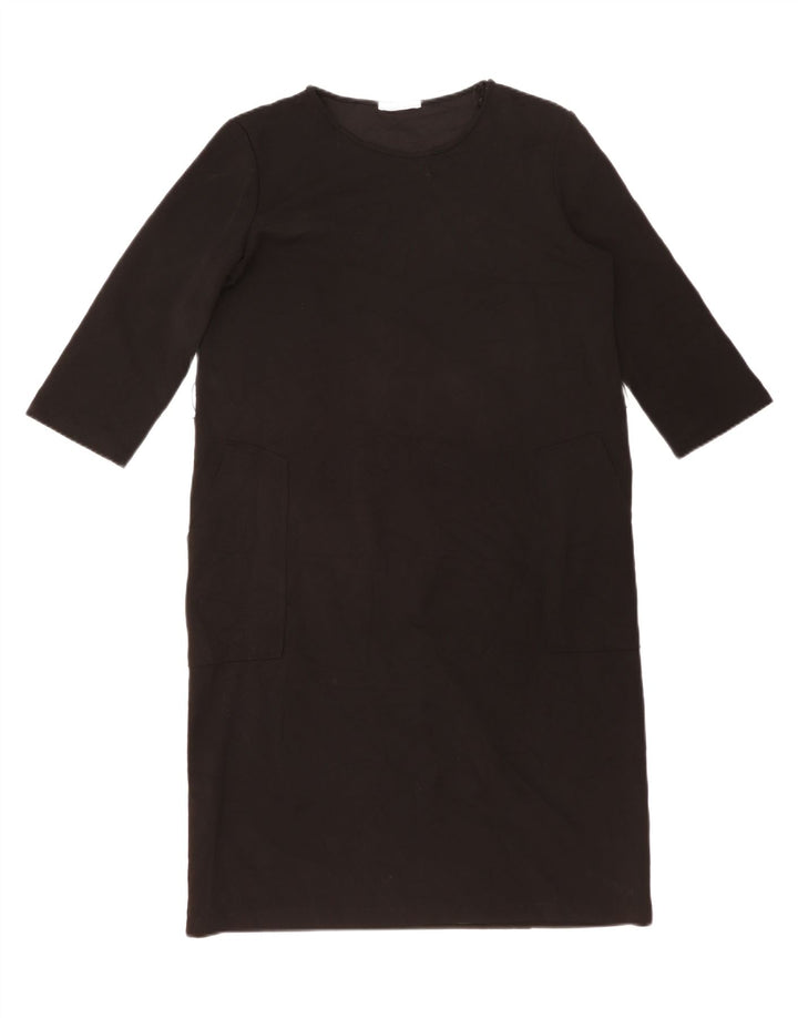 ZARA Womens 3/4 Sleeve Shift Dress UK 14 Large Black Polyester