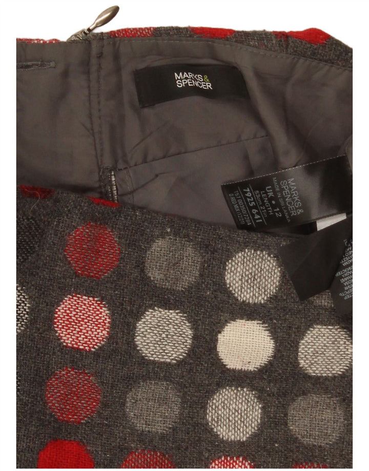 Marks & Spencer Womens Straight Skirt UK 12 Medium W30 Grey Polka Dot