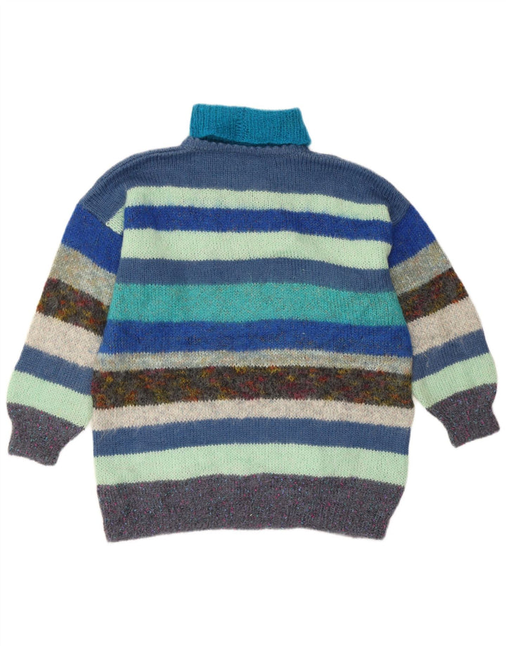 Vintage Womens Roll Neck Jumper Sweater UK 16 Large Multicoloured Striped