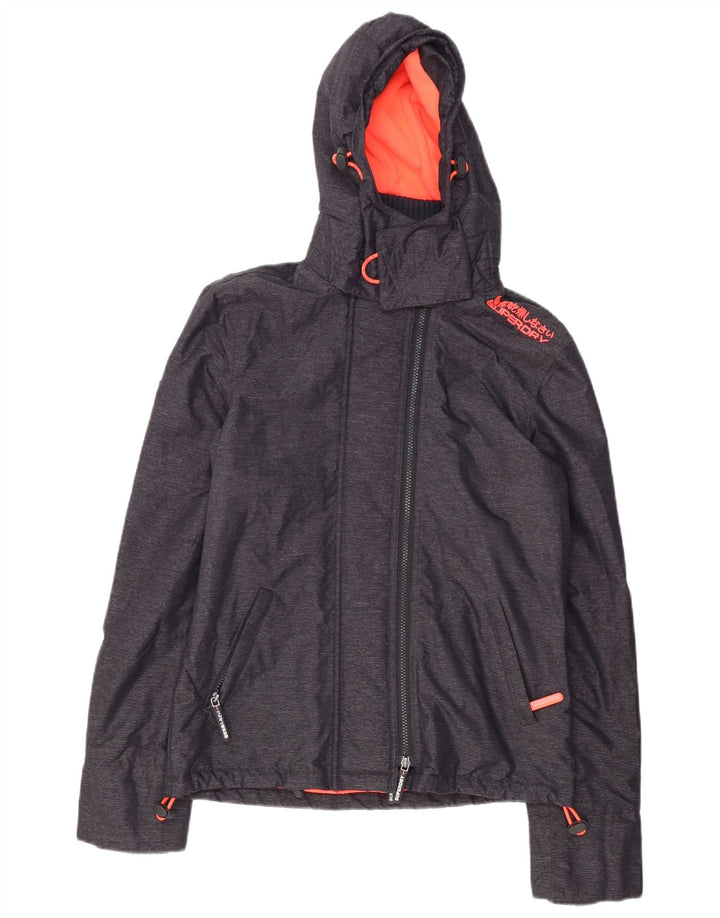 Superdry Womens Windcheater Hooded Windbreaker Jacket UK 10 Small Grey