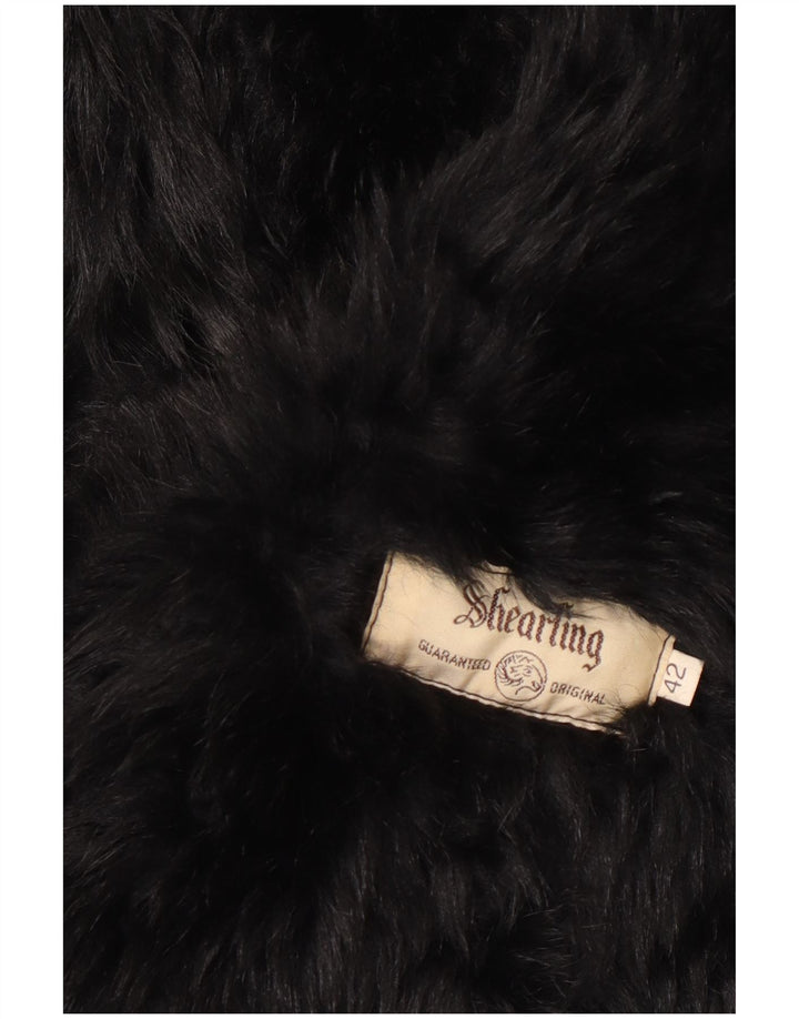 Vintage Womens Oversized Shearling Overcoat IT 42 Medium Black Shearling
