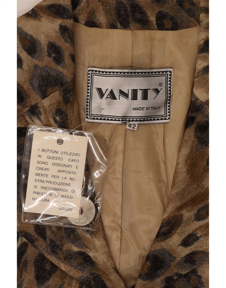 Vanity Womens 3 Button 2 Piece Set IT 42 Medium Black Animal Print Wool