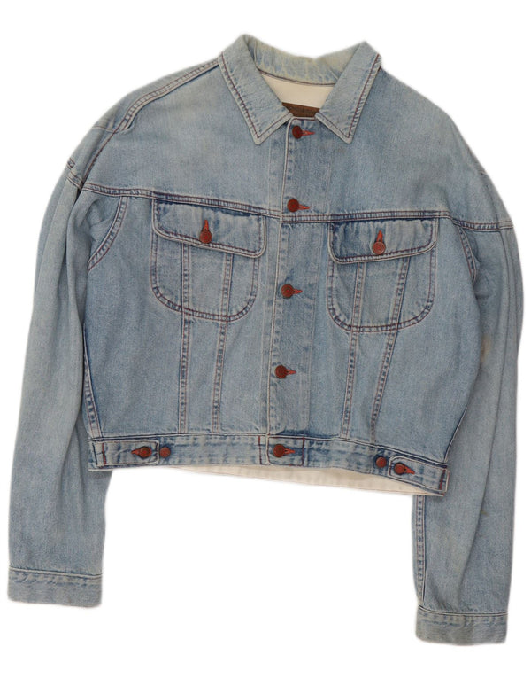 Benetton Womens Crop Denim Jacket IT 48 XL Blue Cotton