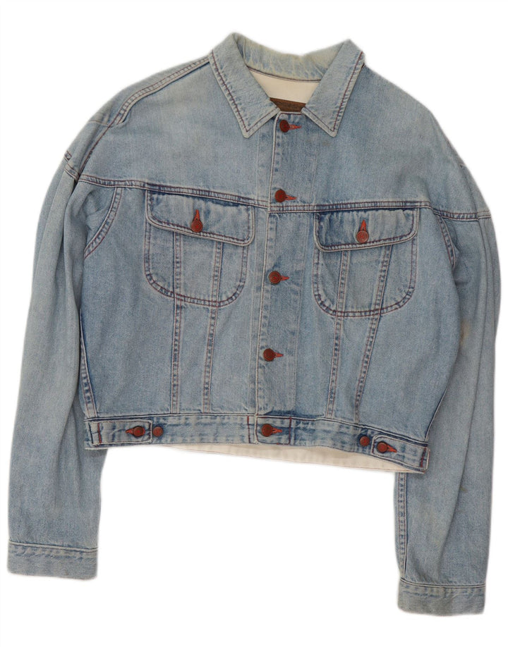Benetton Womens Crop Denim Jacket IT 48 XL Blue Cotton