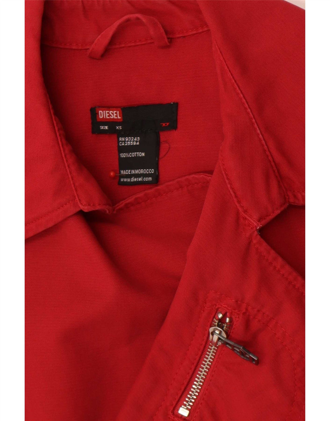 Diesel Womens Graphic Double Breasted Blazer Jacket UK 6 XS Red Cotton