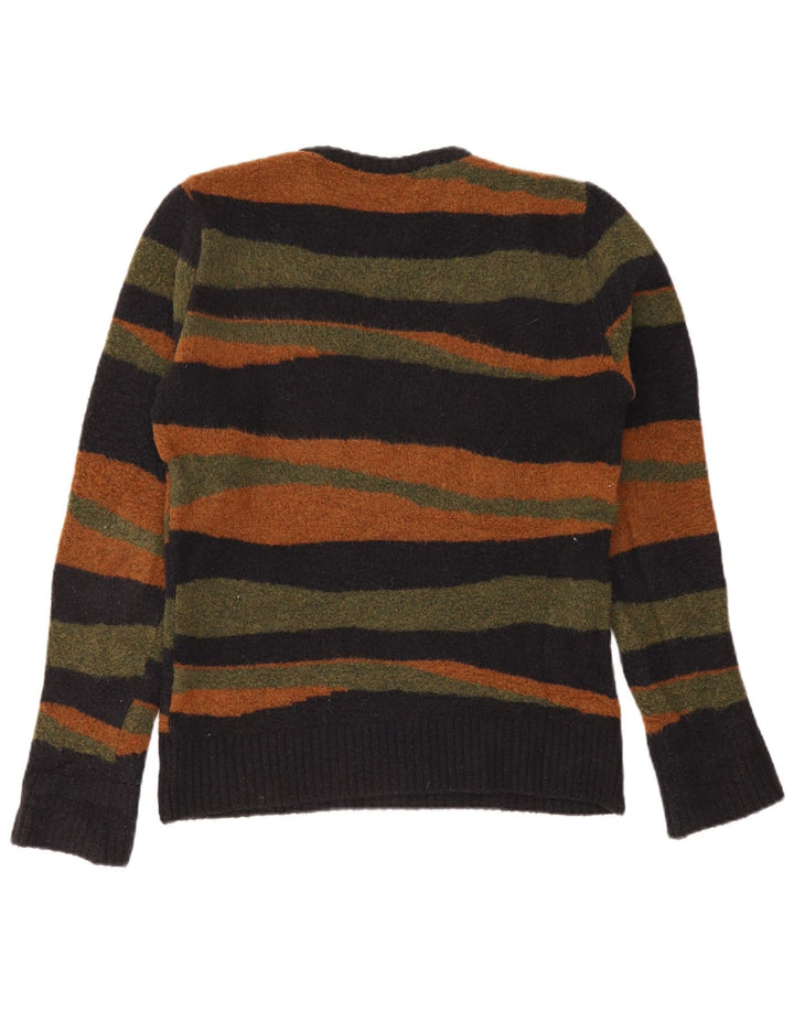 Zara Mens Crew Neck Jumper Sweater Large Multicoloured Striped Acrylic