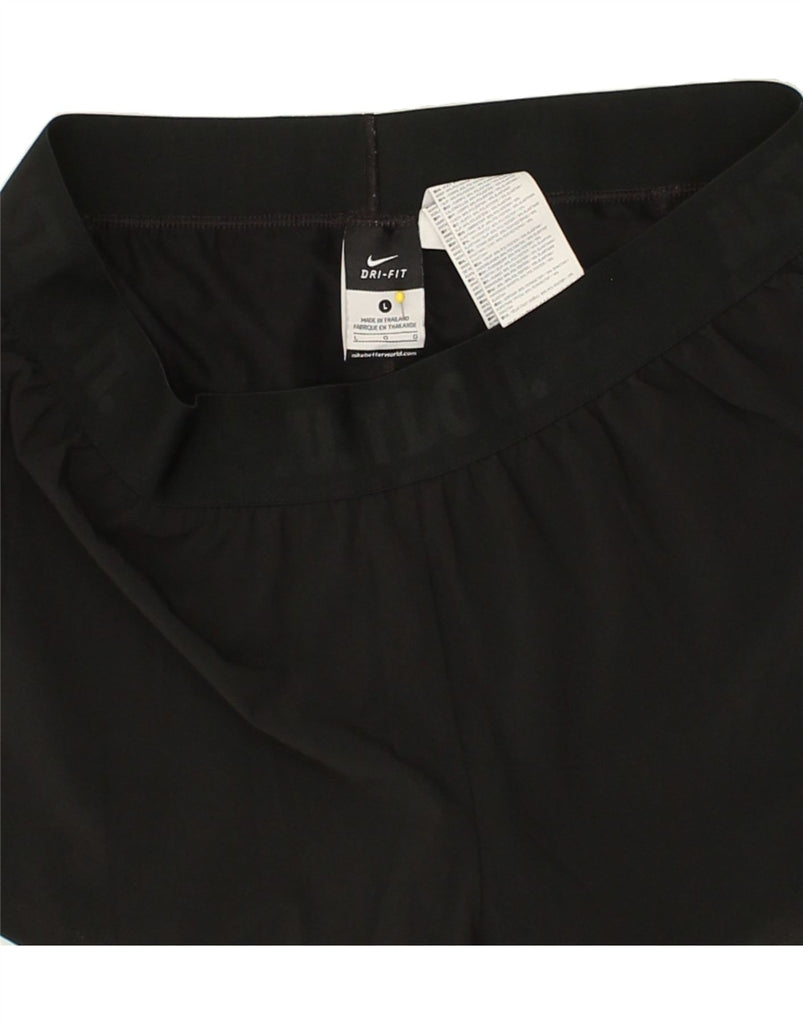 NIKE Womens Sport Shorts UK 14 Large Black Polyester | Vintage Nike | Thrift | Second-Hand Nike | Used Clothing | Messina Hembry 