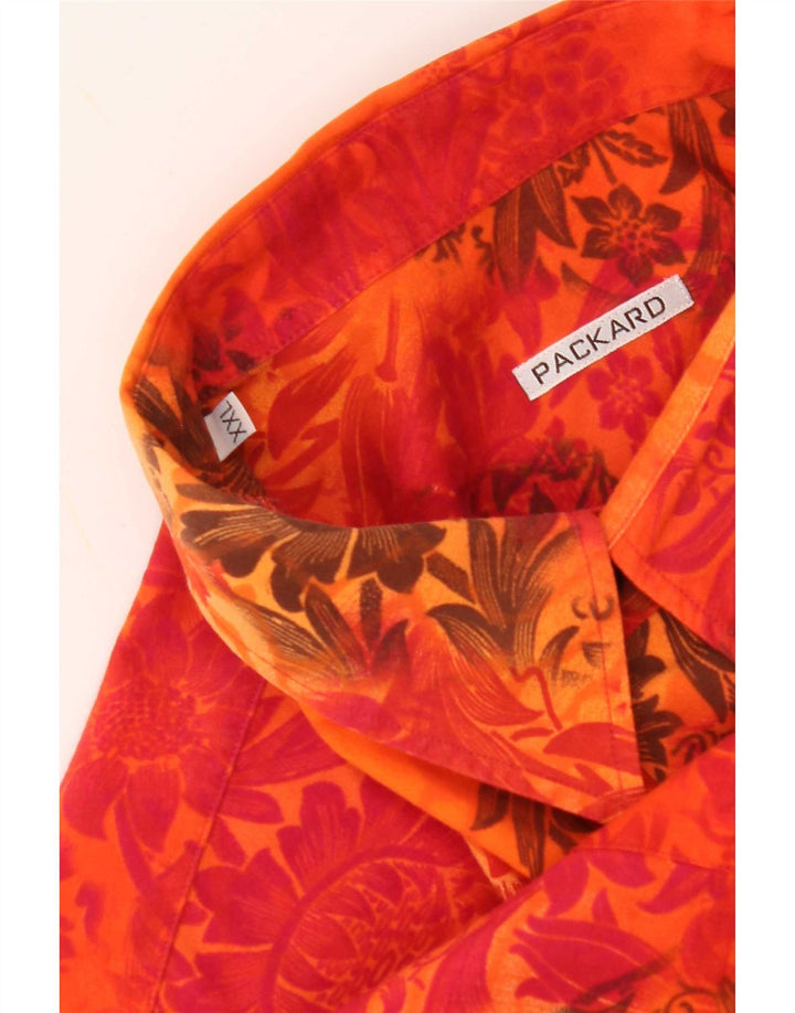 Packard Mens Short Sleeve Shirt 2XL Orange Floral