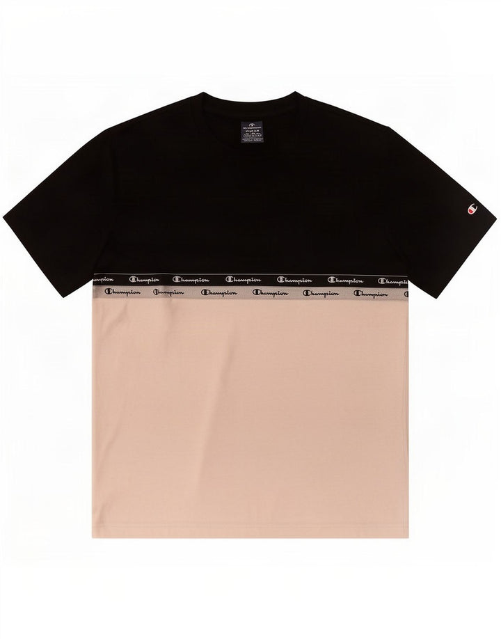 Champion Mens Graphic T-Shirt Top Medium Black Colourblock