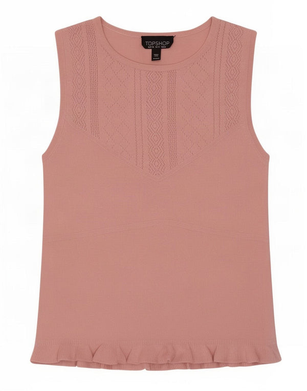 Topshop Womens Sleeveless Blouse Top UK 8 Small Pink Viscose