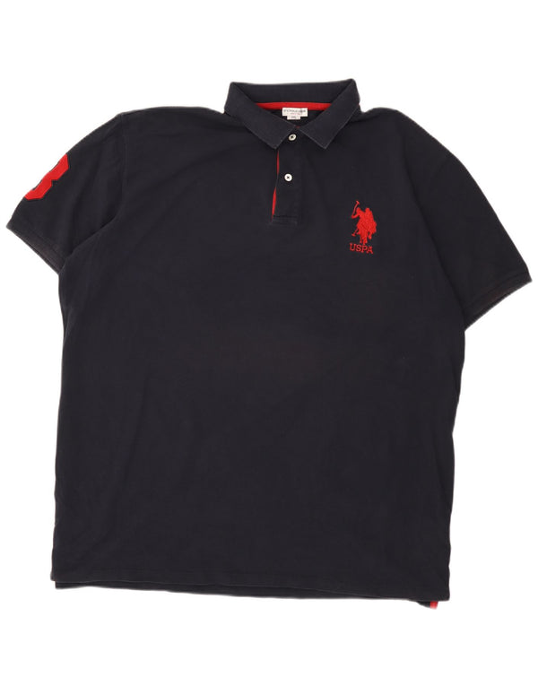 U.S. Polo Assn. Mens Graphic Polo Shirt 4XL Navy Blue Cotton