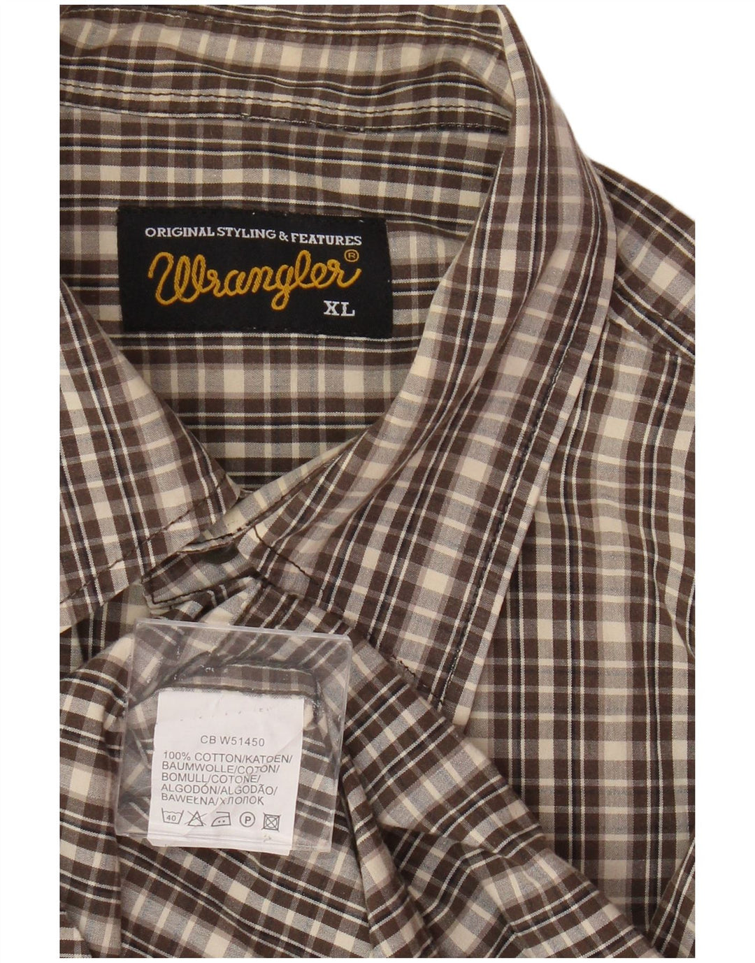 Wrangler Mens Flannel Shirt XL Brown Check Cotton