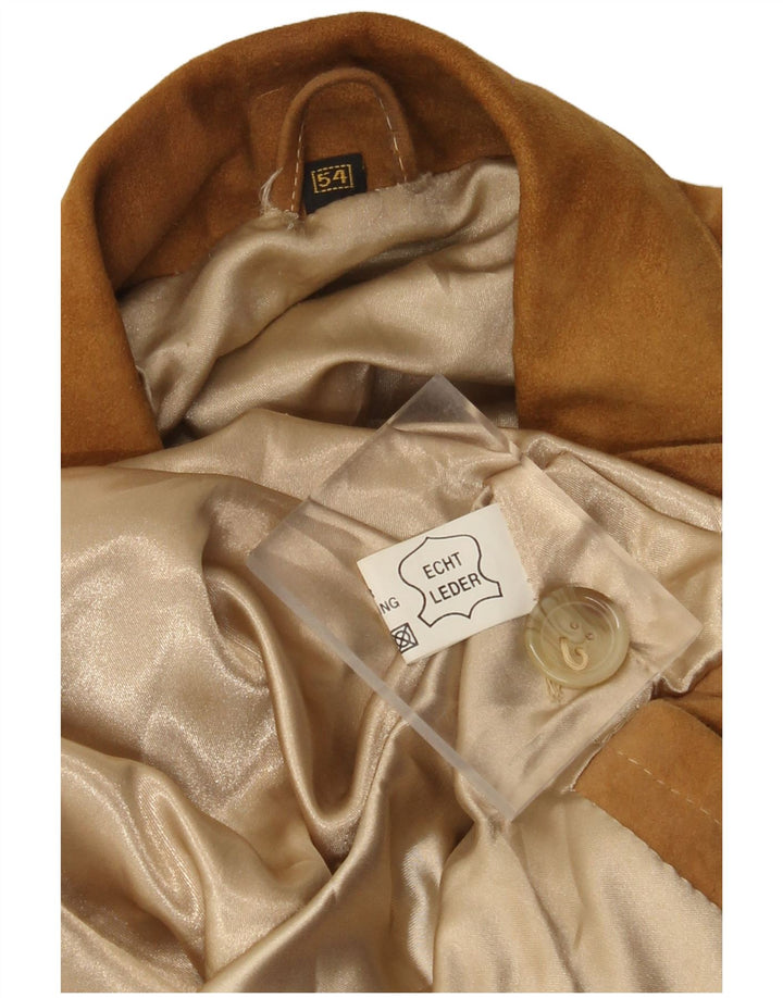 Vintage Mens Suede Jacket EU 54 2XL Beige Leather