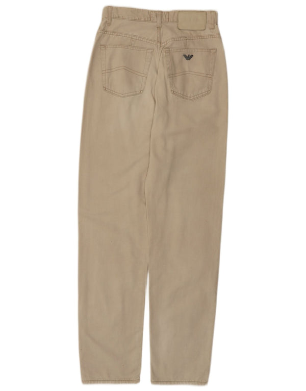 Armani Womens High Waist Tapered Casual Trousers W28 L30 Beige Cotton