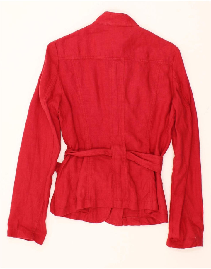 BENETTON Womens Utility Jacket IT 38 XS Red Linen Vintage Benetton and Second-Hand Benetton from Messina Hembry 
