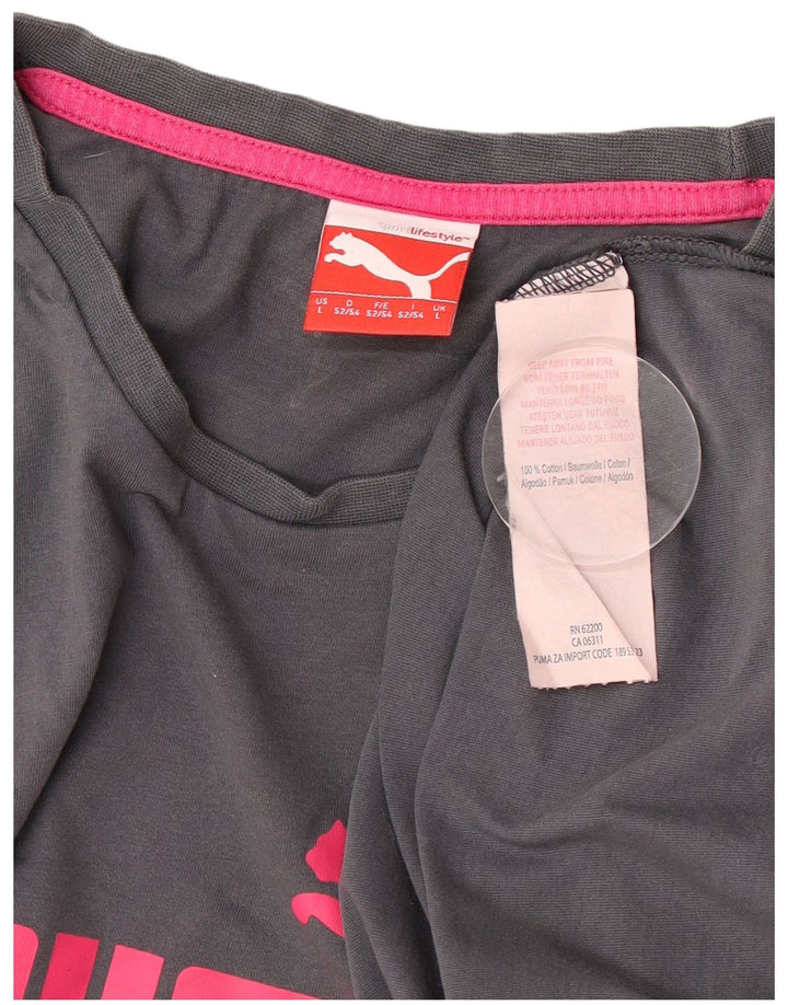 Puma Mens Graphic T-Shirt Top Large Grey Cotton