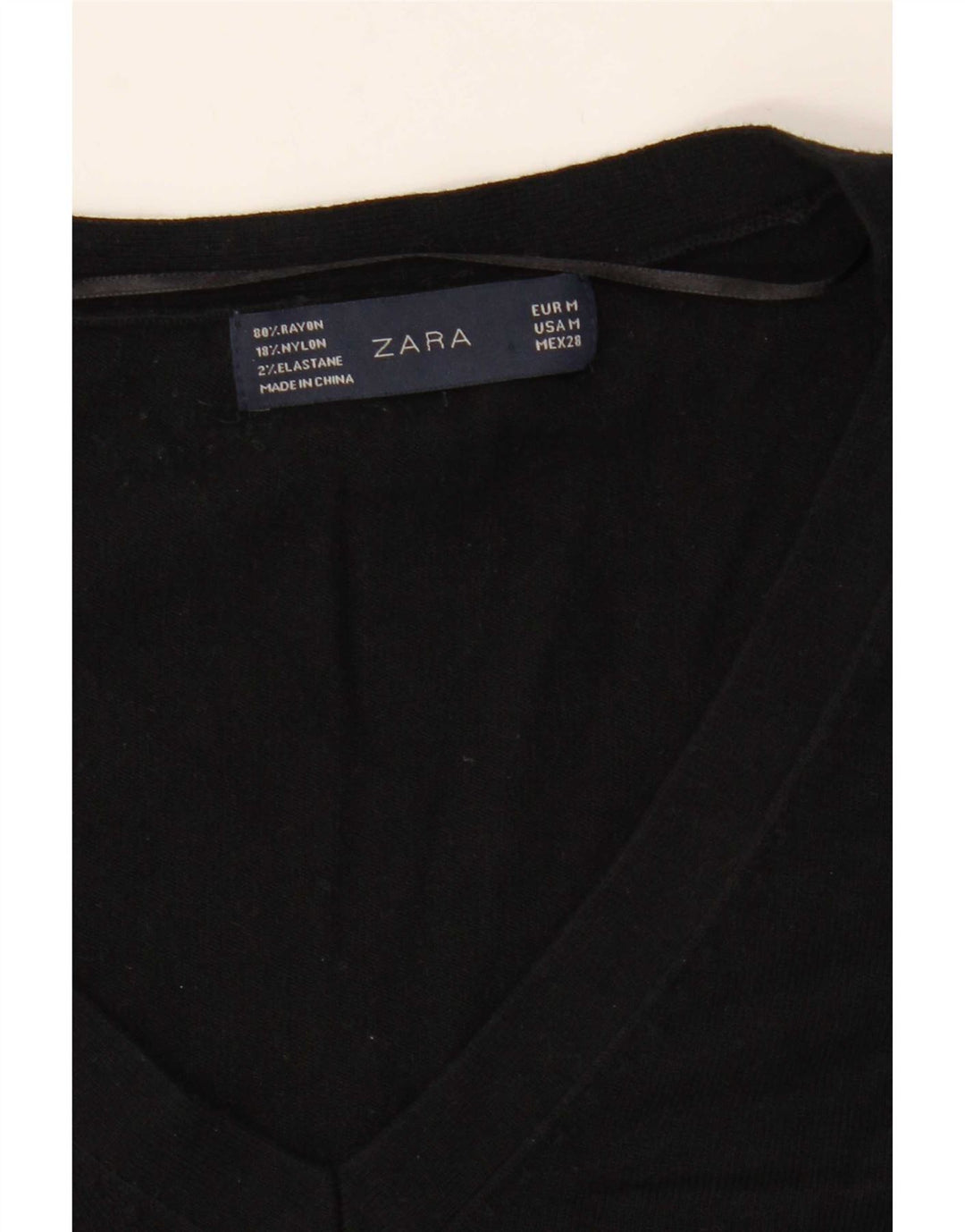 Zara Womens V-Neck Jumper Sweater UK 14 Medium Black Rayon