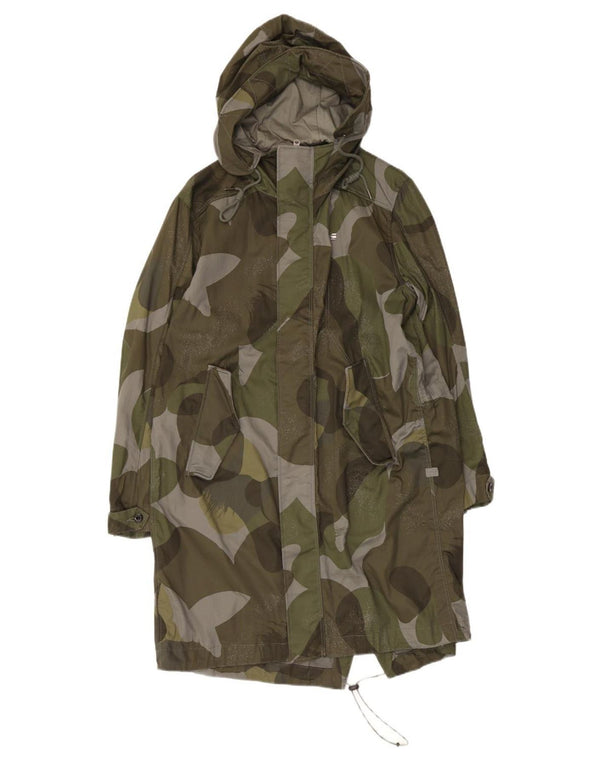 G-Star Mens Hooded Windbreaker Coat UK 38 Medium Khaki Camouflage Cotton