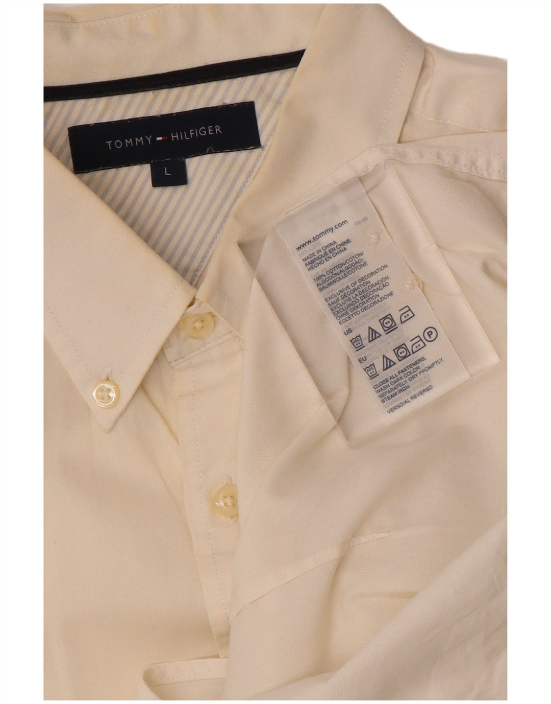 TOMMY HILFIGER Mens Shirt Large White Cotton