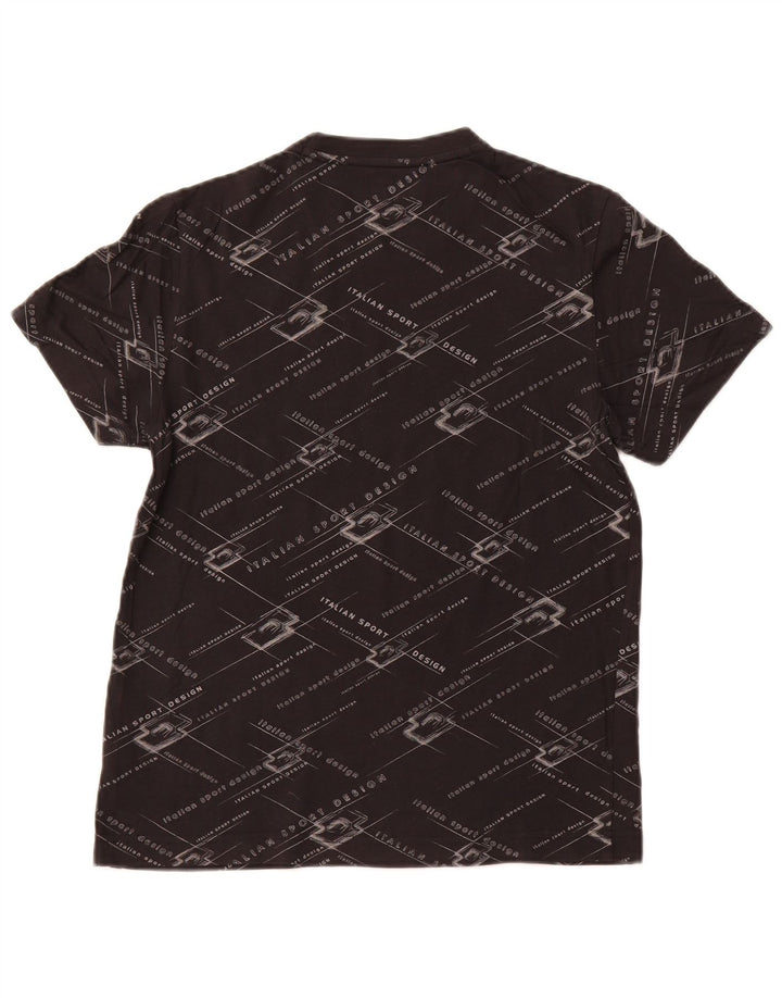 LOTTO Womens Graphic T-Shirt Top UK 10 Small Black Cotton