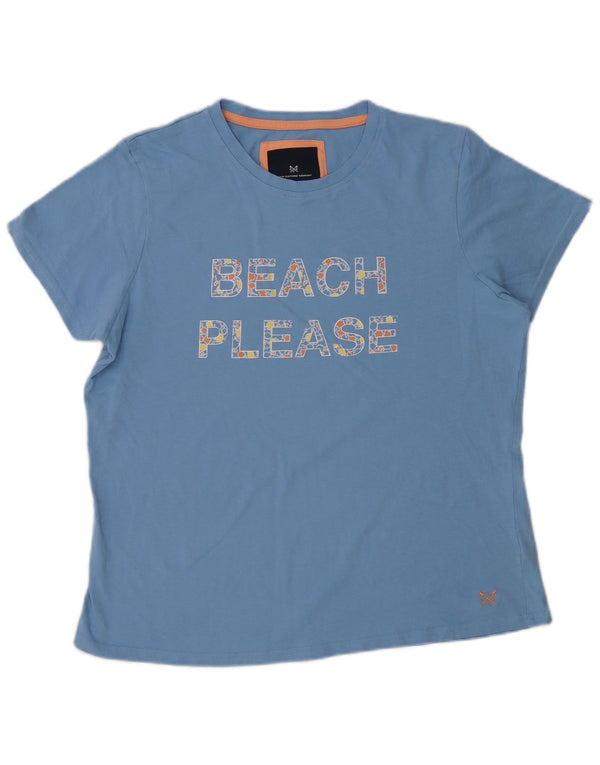 Crew Clothing Womens Graphic T-Shirt Top UK 16 Large  Blue Cotton
