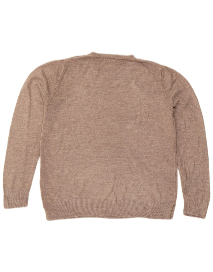 Marks & Spencer Womens Crew Neck Jumper Sweater UK 14 Medium Beige Acrylic