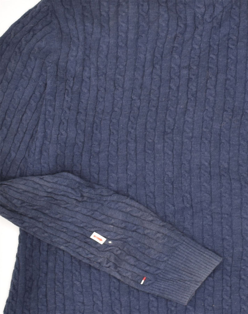 TOMMY HILFIGER Mens Crew Neck Jumper Sweater Large Blue Cotton | Vintage Tommy Hilfiger | Thrift | Second-Hand Tommy Hilfiger | Used Clothing | Messina Hembry 