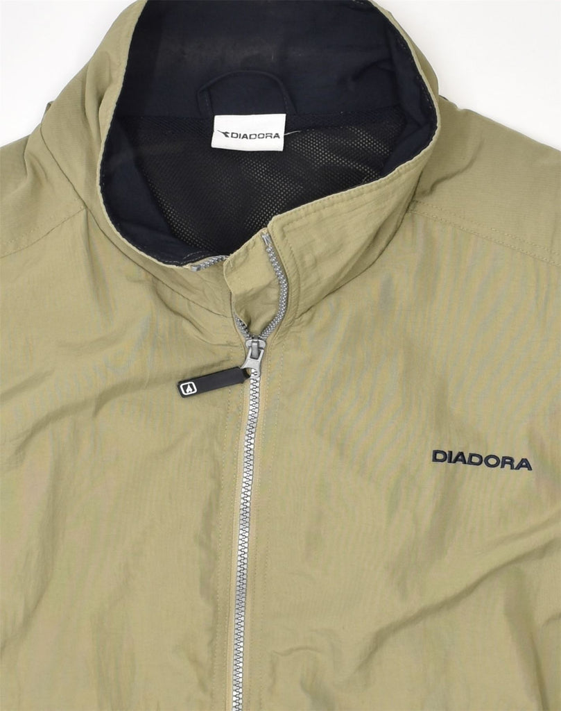 DIADORA Mens Hooded Rain Jacket UK 42 XL Beige Polyamide | Vintage Diadora | Thrift | Second-Hand Diadora | Used Clothing | Messina Hembry 