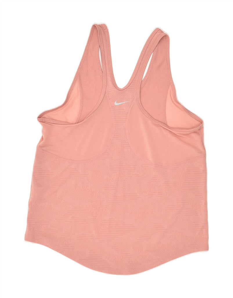 NIKE Womens Dri Fit Graphic Vest Top UK 14 Medium Pink Polyester | Vintage Nike | Thrift | Second-Hand Nike | Used Clothing | Messina Hembry 