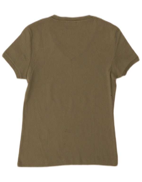 Invicta Womens T-Shirt Top UK 8 Small Khaki Cotton