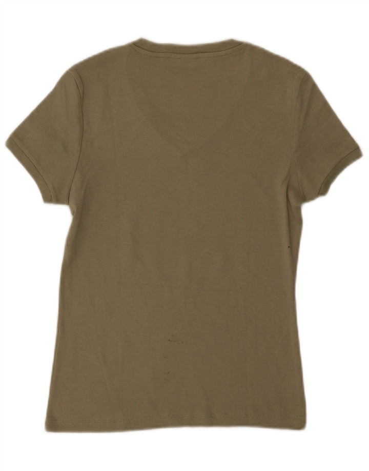 Invicta Womens T-Shirt Top UK 8 Small Khaki Cotton