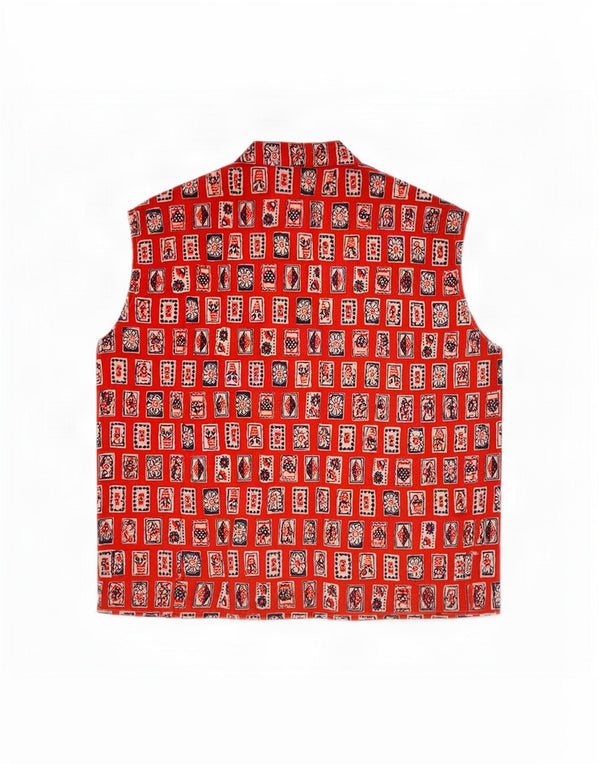 Stefanel Girls Sleeveless Shirt Blouse 11-12 Years Red Geometric