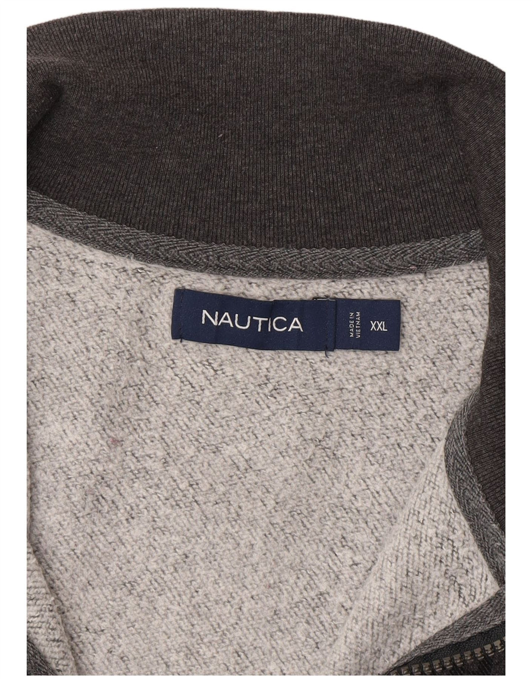Nautica Mens Zip Neck Sweatshirt Jumper 2XL Grey Check