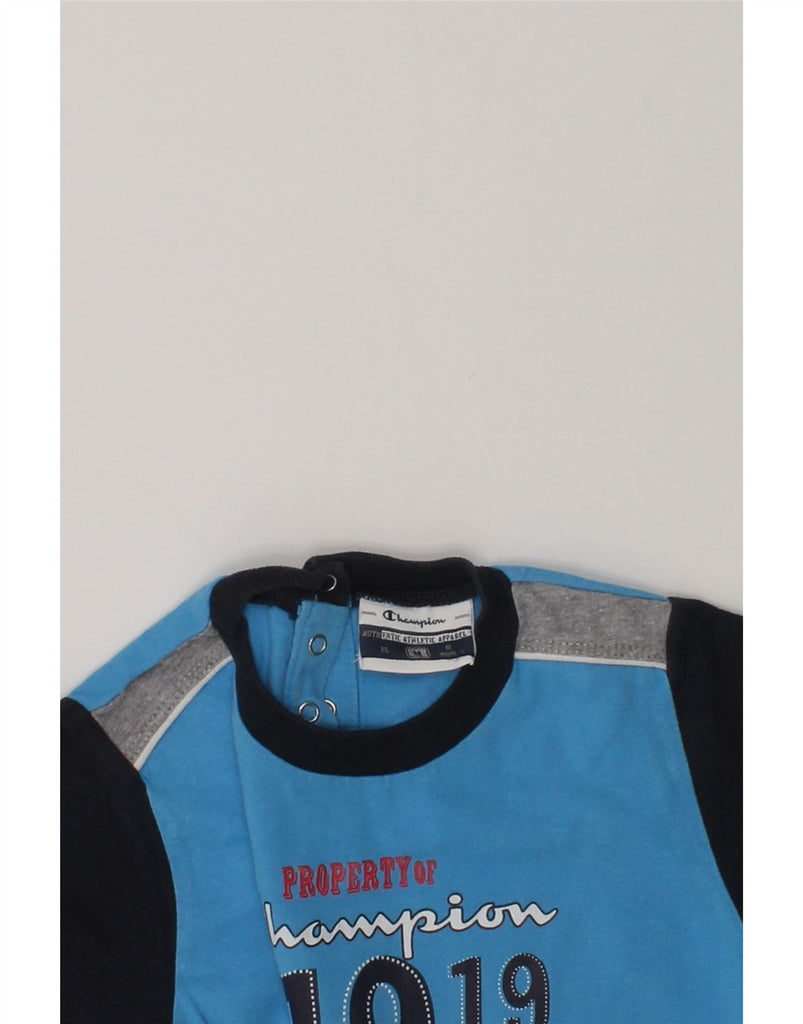 CHAMPION Baby Boys Graphic T-Shirt Top 12-18 Months Medium Blue | Vintage Champion | Thrift | Second-Hand Champion | Used Clothing | Messina Hembry 