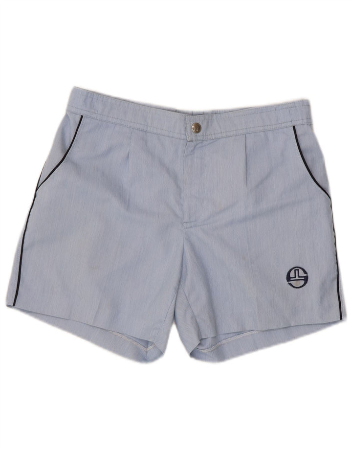Sergio Tacchini Womens Chino Shorts W28 Medium Blue Pinstripe