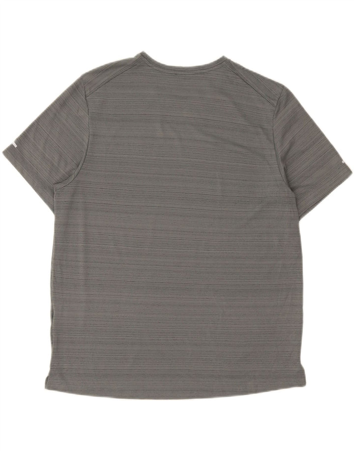 Nike Mens Dri Fit T-Shirt Top Large Grey Pinstripe Polyester
