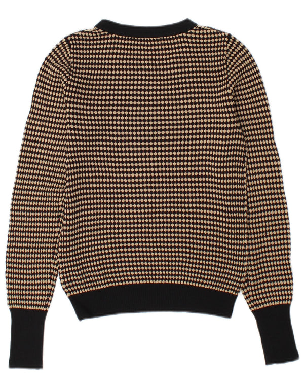 Zara Womens Boat Neck Jumper Sweater UK 6 XS Beige Geometric Viscose