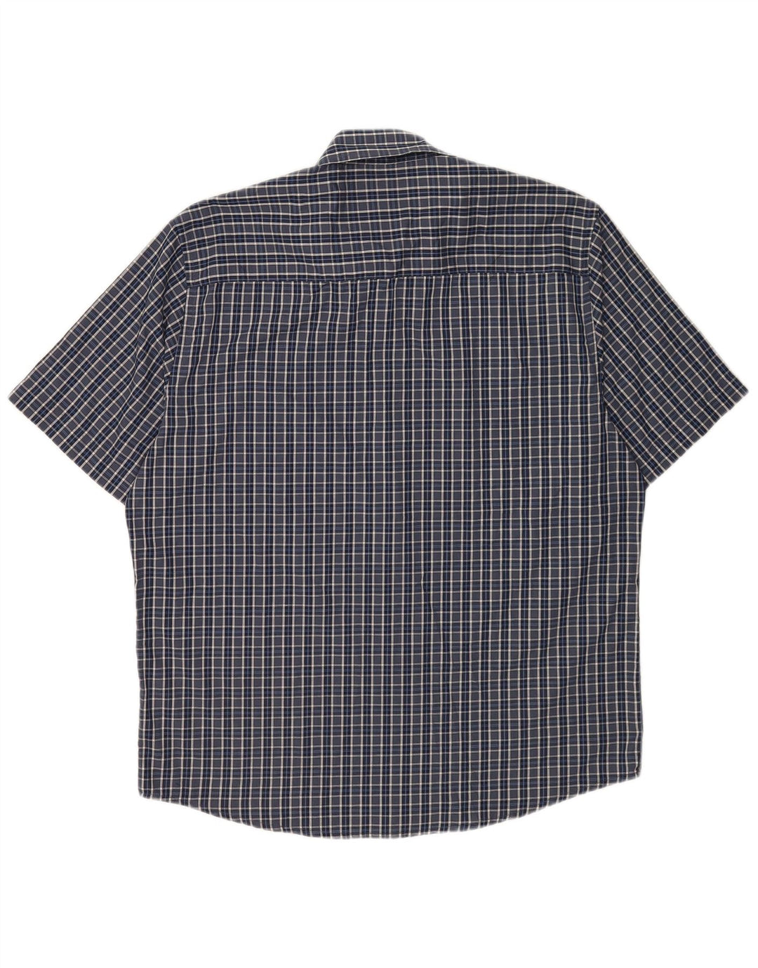 Pierre Cardin Mens Short Sleeve Regular Fit Shirt XL Blue Check Polyester