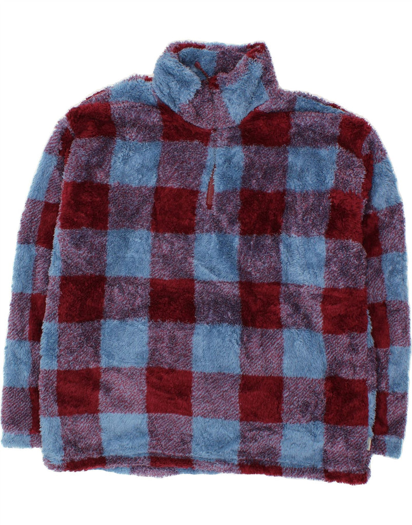 EDDIE BAUER Womens Zip Neck Fleece Jumper UK 18 XL Blue Check Polyester Vintage Eddie Bauer and Second-Hand Eddie Bauer from Messina Hembry 