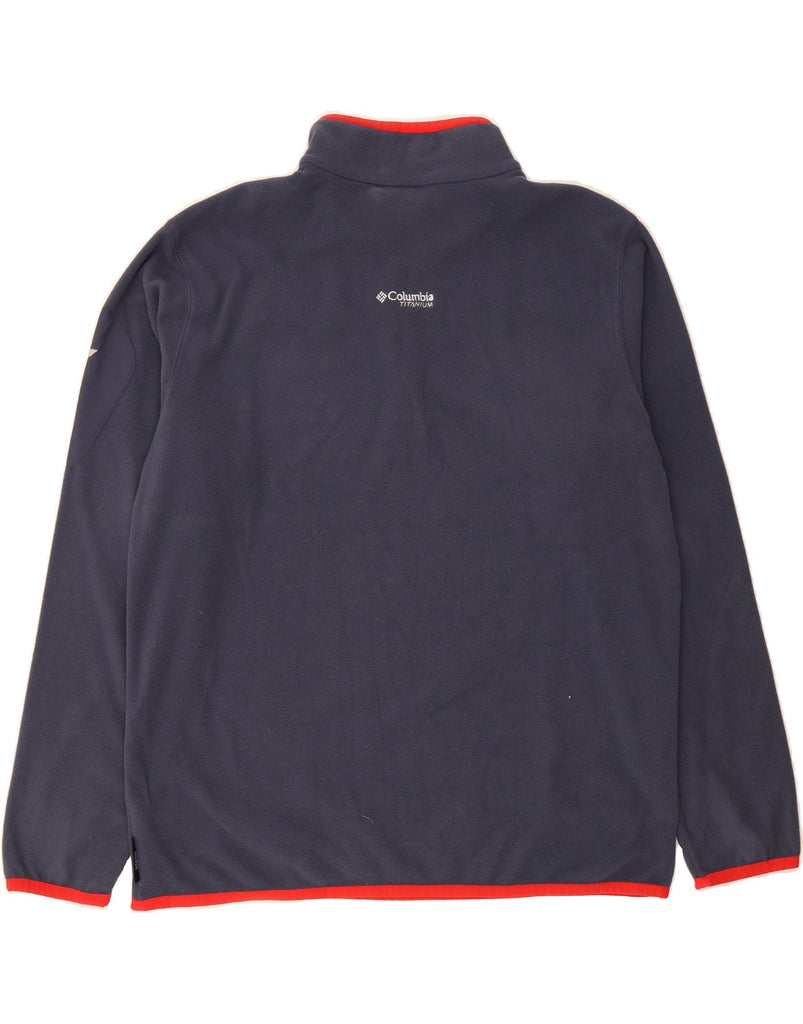 COLUMBIA Mens Titanium Zip Neck Fleece Jumper XL Navy Blue Polyester Vintage Columbia and Second-Hand Columbia from Messina Hembry 