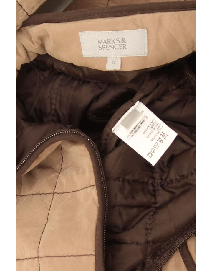 Marks & Spencer Womens Padded Jacket UK 12 Medium Brown Polyester